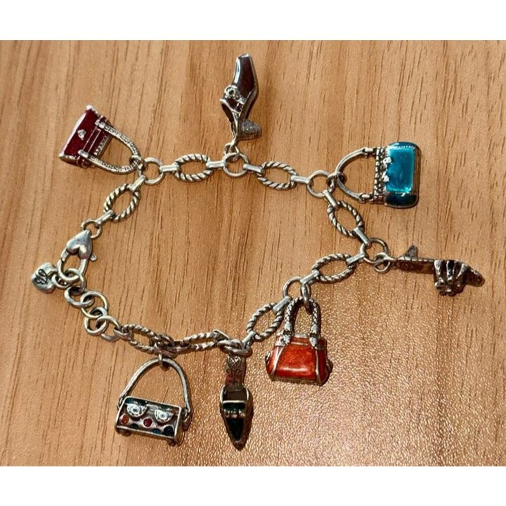 Brighton  Silver Purse & Shoes Charm Bracelet